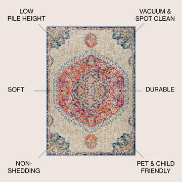 Imara Bohemian Flair Boho Vintage Medallion Area Rug